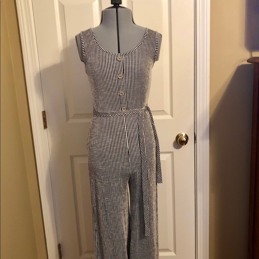 Black and White Striped Jumpsuit, Size Small